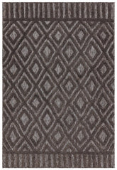 Premium Salta Indoor/Outdoor Charcoal Diamond Rug 80x150cm – Durable Modern Rug
